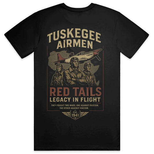 Tuskegee Airmen tribute t shirt back design vintage WW2 aviation apparel