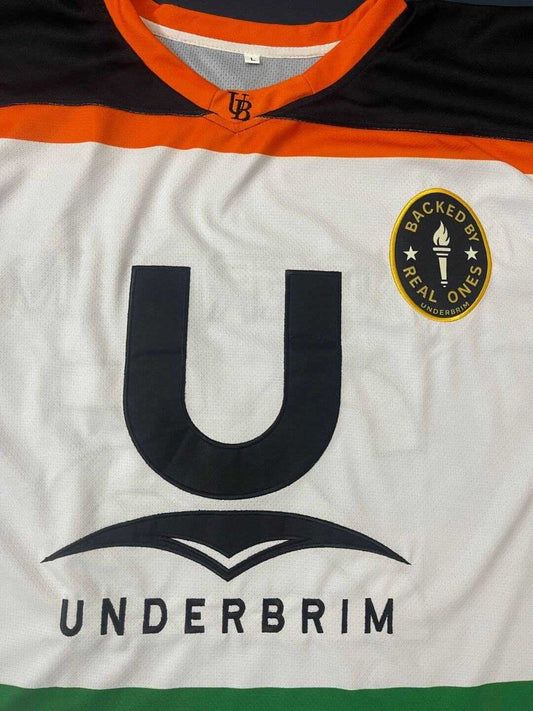 Limited edition streetwear jersey featuring Underbrim logo and bold design, showcasing premium embroidery and craftsmanship.