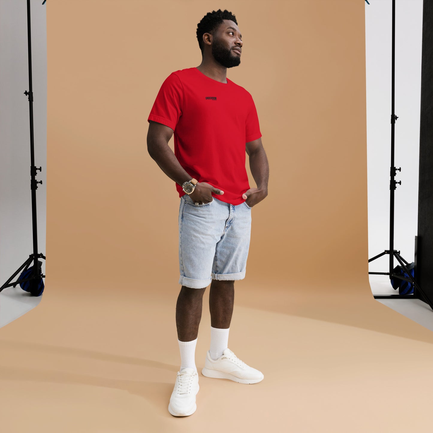 red underbrim streetwear  t shirt everyday wear 