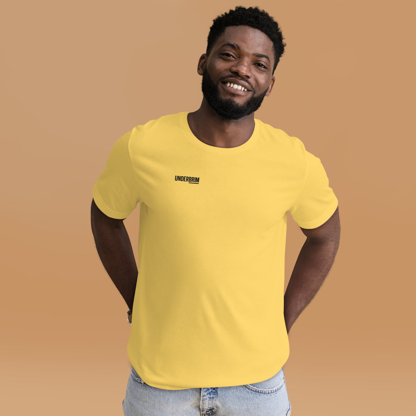 yellow underbrim logo tee for casual urban fashion 